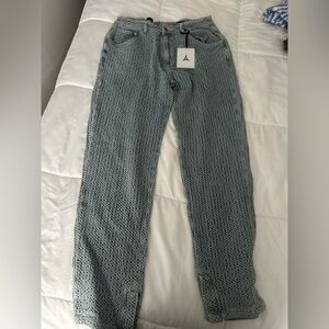 Maniere De Voir Blue/Gray Textured Relaxed Jeans